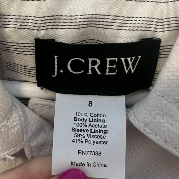 J. Crew Women's Jacket Peacoat Size 8 Ivory 100% Cotton Lined Pockets Buttons - Picture 3 of 7